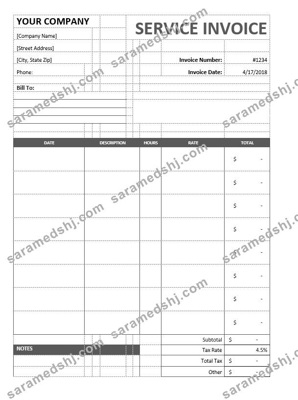 Sample Service Invoice Template